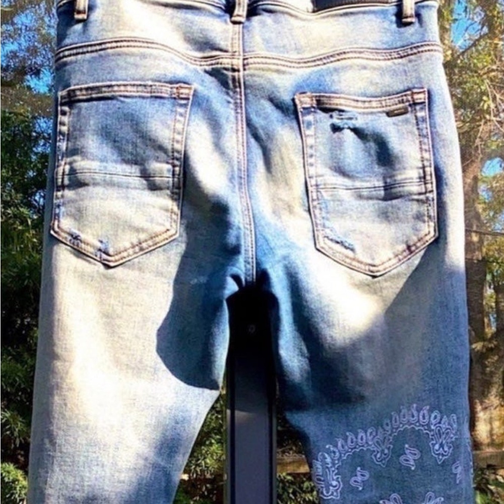 Nwot jeans by Amiri paisley clay indigo nwot size 32w inseam 33 authentic Italy! - Picture 14 of 17